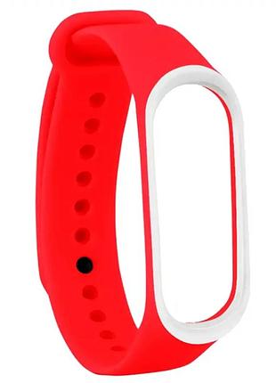 Ремешок silicone для фитнеса xiaomi mi band 5 6 силикон красный белый
