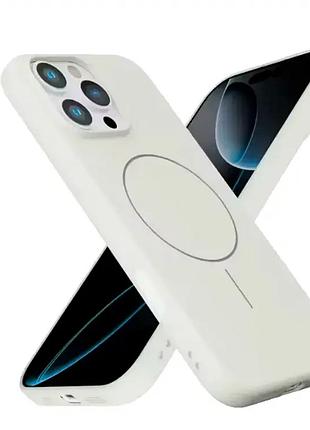 Чохол силіконовий для iphone 12 білий з magsafe захист від ударів і подряпин
