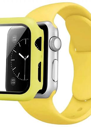 Ремешок silicon для apple watch series 3 4 38 40 мм силикон легкий желтый