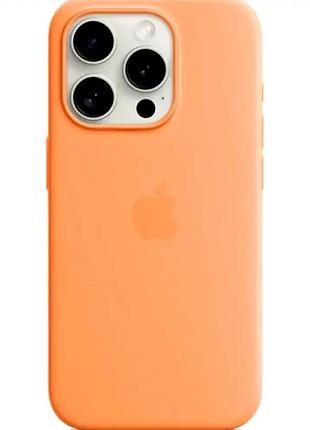 Чехол силиконовый для iphone 15 pro противоударный защита от падений оранжевый с микрофиброй внутри