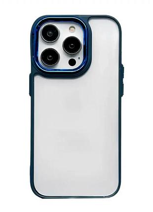 Чехол противоударный для iphone 13 pro силиконовый защита от падений с прозрачной задней панелью синий