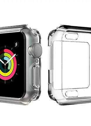Чехол tpu противоударный для apple watch 40 mm с защитным стеклом для защиты экрана черный