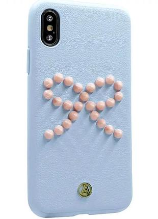 Чохол силіконовий для iphone x xs протиударний захист від падінь персиковий цвіт