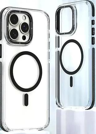 Чехол силиконовый для iphone 16 pro черный magsafe защита от ударов и царапин