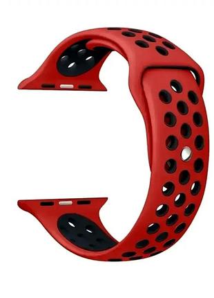Ремешок sport для apple watch 42 44 45 49 мм силиконовый для спорта красный черный