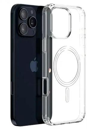 Чохол силіконовий для iphone 16 pro з magsafe захист від ударів прозорий