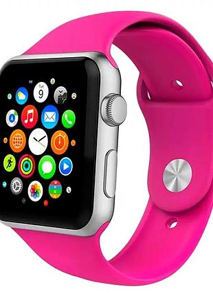 Ремешок sport band для apple watch 42 44 45 49 мм силиконовый для спорта неоновый розовый