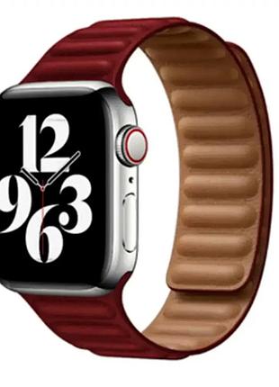 Ремінець leather link для apple watch 38 40 41 мм натуральна шкіра для чоловіків і жінок червоний
