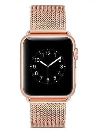 Ремешок mesh steel для apple watch 42 44 45 49 мм легкий прочный повседневное использование розовое золото