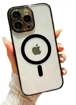 Чехол противоударный для iphone 12 pro прозрачный с магнитной защитой tpu pc защита от ударов и царапин
