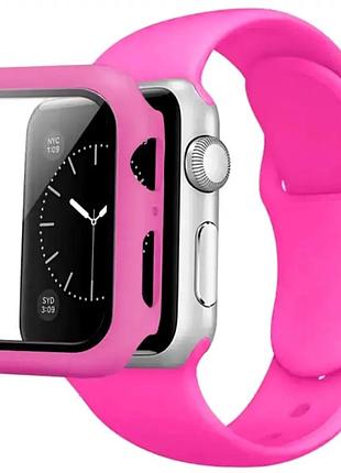 Ремешок silicon glass для apple watch 45 мм комфортный прочный для спорта повседневного использования розовый