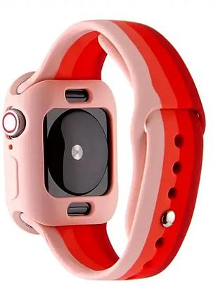Ремешок для apple watch 38 40 41 мм силиконовый для спорта и повседневного использования розовый красный