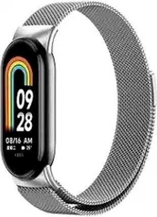 Ремінець milanese loop для xiaomi mi band 8 і 9 металевий регульований сріблястий