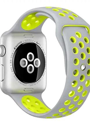 Ремешок sport силиконовый для фитнеса apple watch 42 44 45 49 мм серый желтый