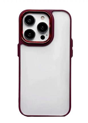 Чохол силіконовий для iphone 14 plus прозорий захист від ударів із червоними акцентами