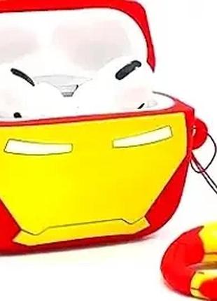 Чехол силиконовый для airpods защита от ударов для детей и взрослых emoji ironman