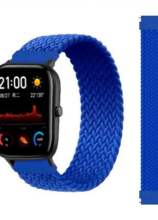 Ремешок nylon solo loop 22 мм универсальный для смарт-часов amazfit samsung huawei легкий прочный синий
