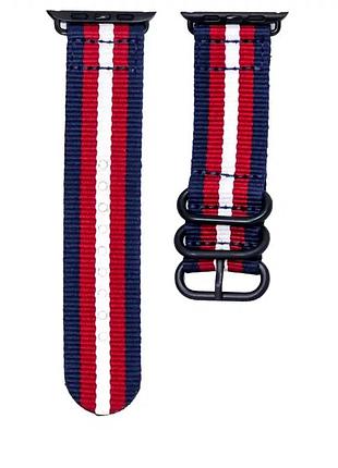 Ремешок buckle nylon для apple watch 38 40 41 мм легкий нейлоновый для спорта и повседневного использования синий красный белый