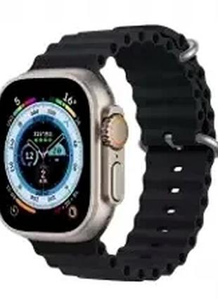 Ремешок ocean band для apple watch 42 44 45 49 мм резиновый для активного отдыха charcoal gray