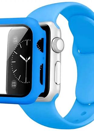Ремешок силиконовый для apple watch 41 мм защита комфорт фитнес повседневное использование синий