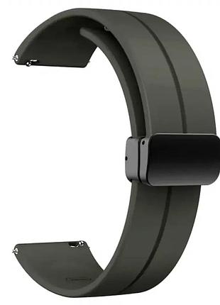 Ремінець silicone magic lock 20 мм універсальний для смарт-годинника сірий із надійним фіксатором