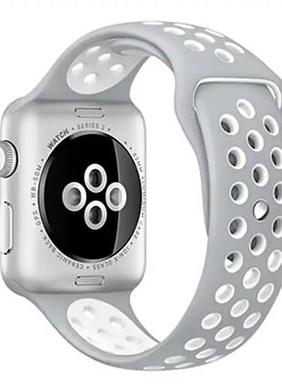 Ремешок sport для apple watch 38 40 41 мм водоотталкивающий комфортный серый белый