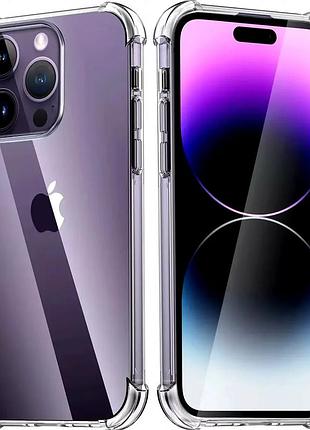 Чехол противоударный для iphone 15 pro силиконовый прозрачный защита от падений и царапин