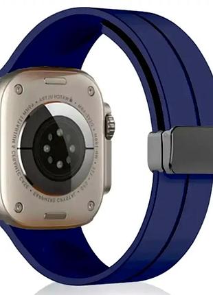 Ремешок magic lock для apple watch 42 44 45 49 мм комфортный надежный для активных людей синий