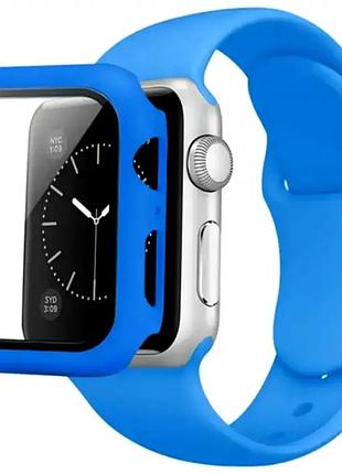 Ремешок для apple watch 41 мм силиконовый для спорта и повседневного использования sky lake blue