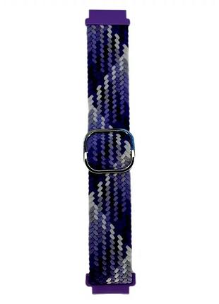 Ремінець braided 20 mm для смарт-годинника amazfit huawei samsung силіконовий водостійкий фіолетовий камуфляжний