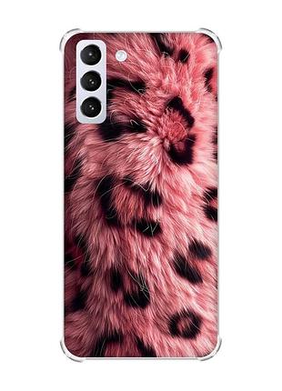 Чехол с утолщёнными углами на samsung galaxy s21 (g991) розовый мех (принт 397)
