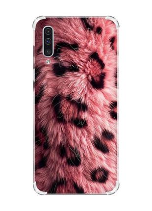 Чехол с утолщёнными углами на samsung galaxy a50 (2019) a505 розовый мех (принт 397)