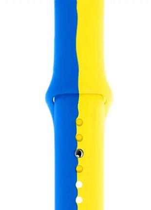 Ремешок sport band для apple watch 42 44 45 49 мм силиконовый водостойкий для спорта синий желтый