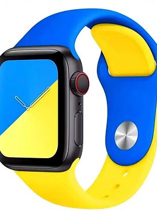 Ремешок sport band для apple watch 38 40 41 мм резиновый для спорта синий желтый
