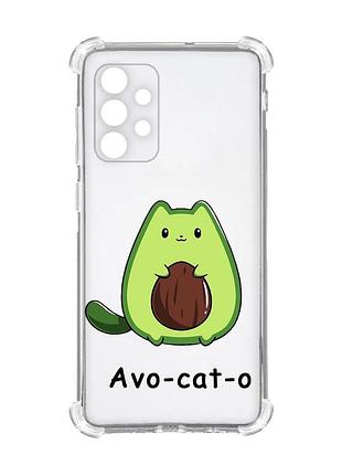 Чехол с утолщёнными углами на oppo a72 5g :: котик авокадо (принт 306)