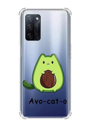 Чехол с утолщёнными углами для oppo a55 :: котик авокадо (принт 306)