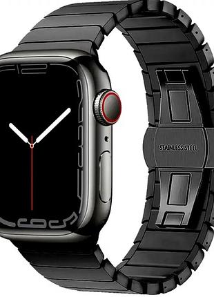 Ремешок steel для apple watch 42 44 45 49 мм для спорта и повседневного использования черный металлический