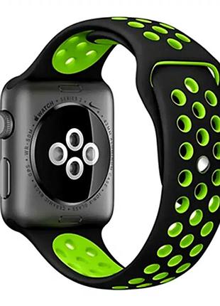 Ремешок sport для apple watch 42 44 45 49 мм силиконовый для тренировок черный зеленый
