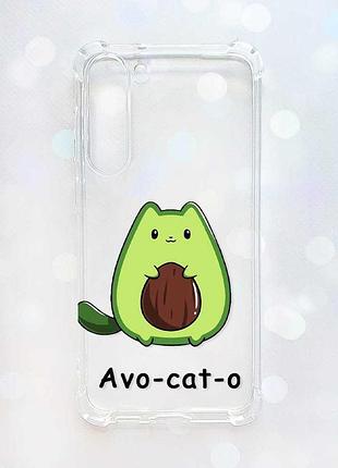 Чехол с утолщёнными углами на samsung galaxy s23 plus :: котик авокадо (принт 306)