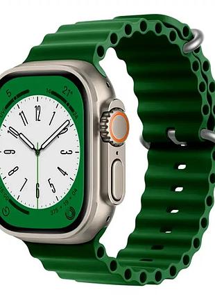 Ремешок ocean band для apple watch 42 44 45 49 мм водостойкий комфортный темно-зеленый для активного отдыха