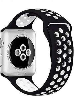 Ремешок sport для apple watch 38 40 41 мм резина для спорта черный белый