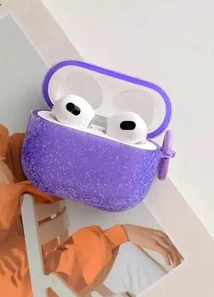 Чехол силиконовый противоударный для airpods pro защита от ударов и царапин фиолетовый