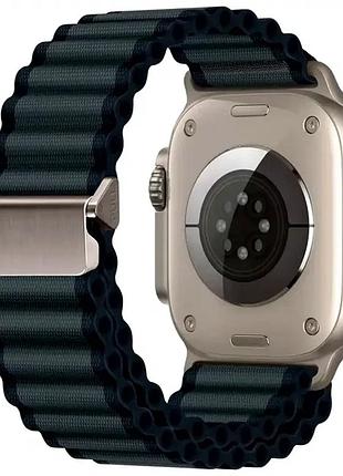 Ремешок для apple watch 42 44 45 49 мм металлический с замком для надежной фиксации черный