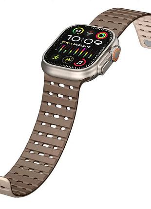 Ремешок silicon magic для apple watch 42 44 45 49 мм силиконовый для спорта повседневного использования коричневый