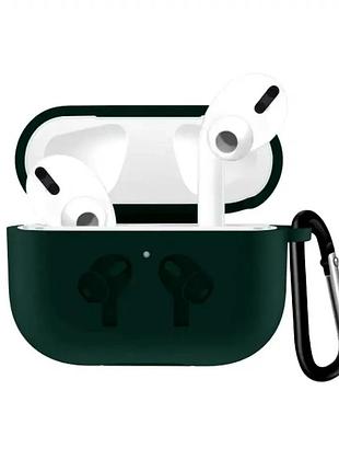 Силиконовый чехол противоударный для airpods 3 защита от повреждений тонкий темно-зеленый