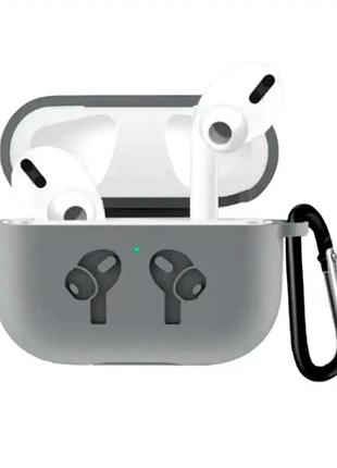 Силиконовый чехол для защиты airpods 3 с вырезом для зарядки серый