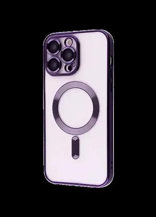 Чохол силіконовий для iphone 12 pro max протиударний із захистом від подряпин фіолетовий з magsafe