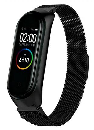 Ремешок milanese loop для фитнес-трекера xiaomi mi band 5 6 нержавеющая сталь черный