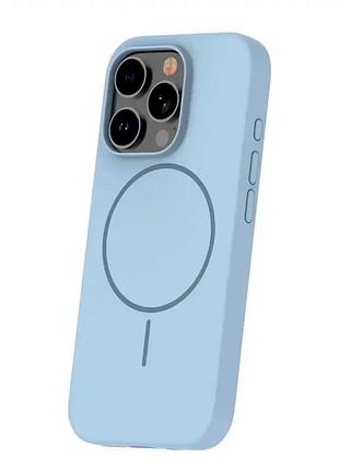 Чохол силіконовий протиударний для iphone 12 блакитний з magsafe захист від ударів і подряпин