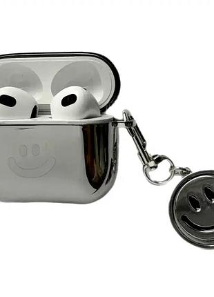 Чехол силиконовый для airpods 1 2 защита от ударов с ключницей принт улыбающийся смайл